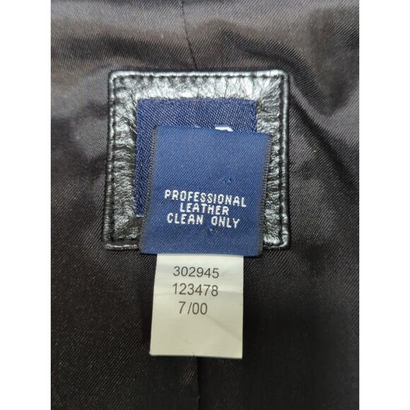 Y2K GAP Womens M Black Genuine Leather Blazer Jacket Two Button Classic - Picture 3 of 12